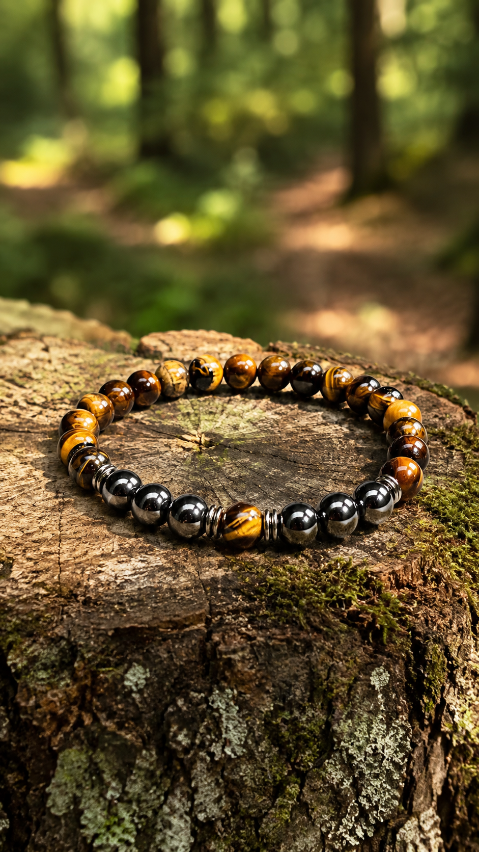 Premium Tiger Eye & Hematite Bracelet – Natural Gemstone Beaded Bracelet 19cm