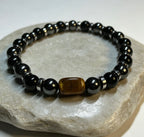 Men’s Black Onyx, Hematite & Tiger Eye Bracelet – Handmade Custom Size