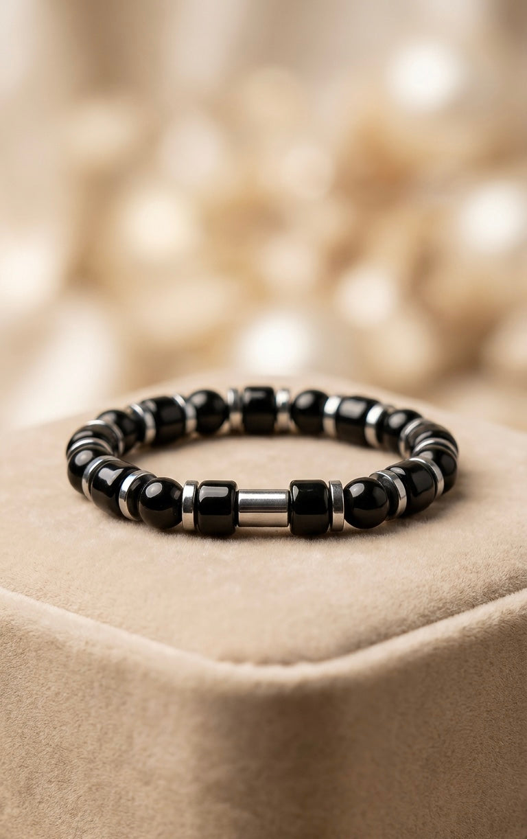 Black Onyx & Hematite Bracelet – 19 cm