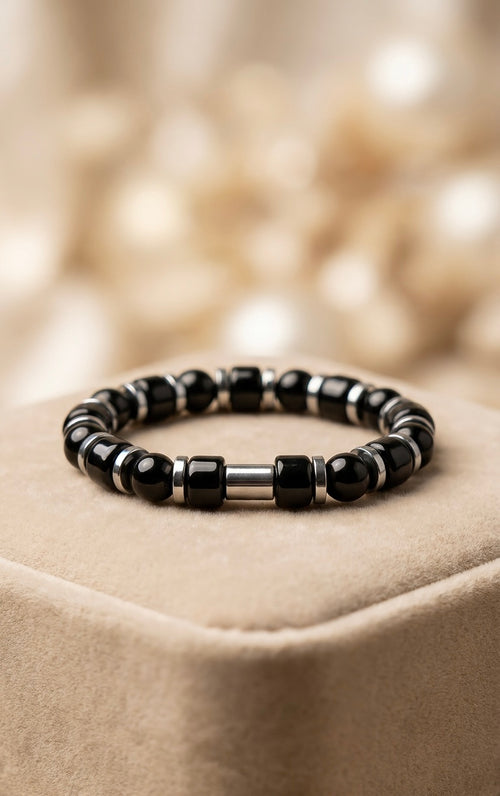 Black Onyx & Hematite Bracelet – 19 cm