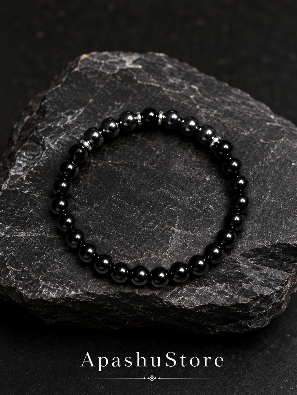 Premium Black Onyx & Hematite Bracelet 8mm | Natural Gemstone Beaded Bracelet | Men’s Jewellery | 19cm