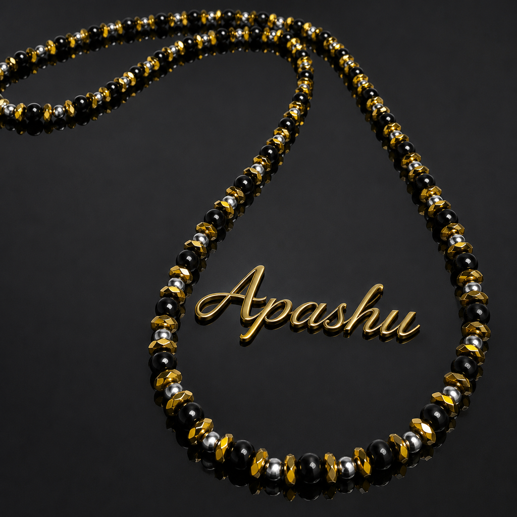 Men’s Black Onyx & Hematite Necklace – 6mm & 4mm Beads – 26 Inch Slip-On – Custom Length