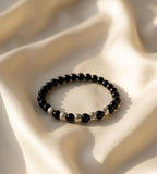 Natural Black Onyx Bracelet 19 cm – Any Size Available – Unisex Crystal Bead Bracelet