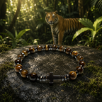 Natural Tiger Eye & Hematite Cross Bracelet – Handmade Luxury Stone Bracelet | Custom Size