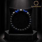 Luxury Black Onyx & Blue Tiger Eye Beaded Bracelet – 19cm – 8mm Natural Stone Bracelet – Handmade – Any Size Available