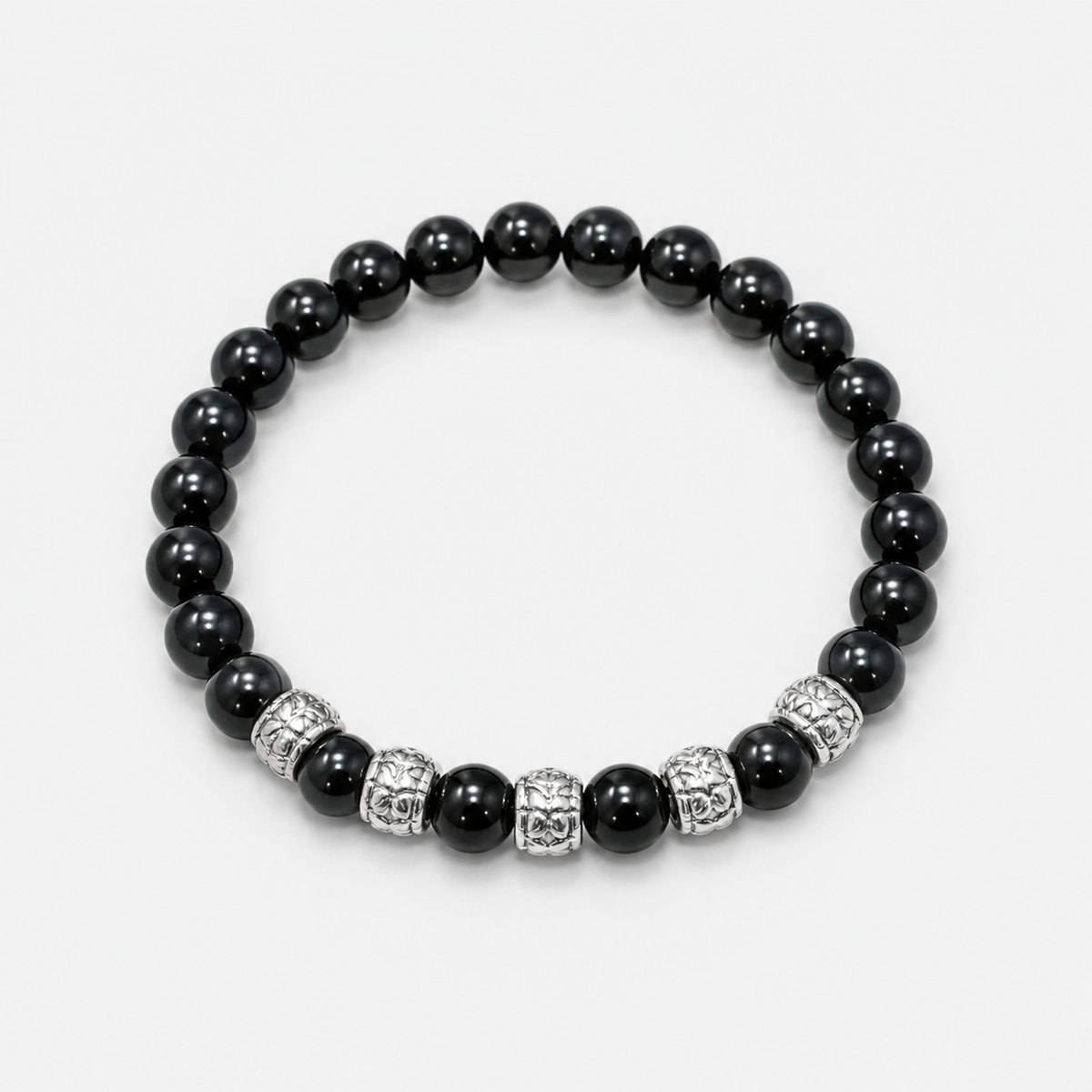 Natural Black Onyx Bracelet 19 cm – Any Size Available – Unisex Crystal Bead Bracelet