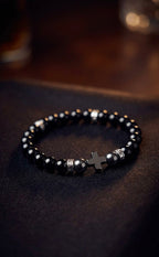 Luxury Onyx & Hematite Cross Bracelet