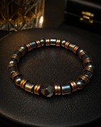 Luxury Black & Metallic Beaded Bracelet 19cm – Men’s Stretch Bracelet – Any Size Available