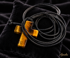 Natural Tiger Eye Cross Necklace for Men – 70cm Black Braided Cord, Christian Stone Pendant