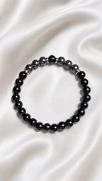 Premium Black Onyx & Hematite Bracelet 8mm | Natural Gemstone Beaded Bracelet | Men’s Jewellery | 19cm