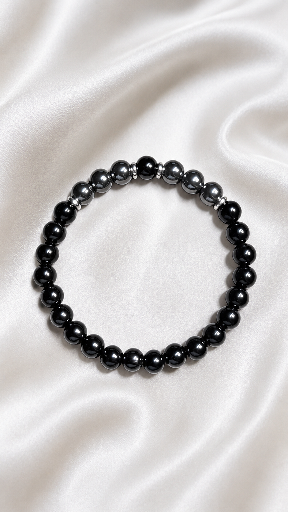 Premium Black Onyx & Hematite Bracelet 8mm | Natural Gemstone Beaded Bracelet | Men’s Jewellery | 19cm