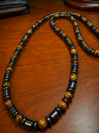 6mm Tiger Eye & Hematite Necklace – 27 Inch – Slip-On Design – Men’s Natural Stone Necklace