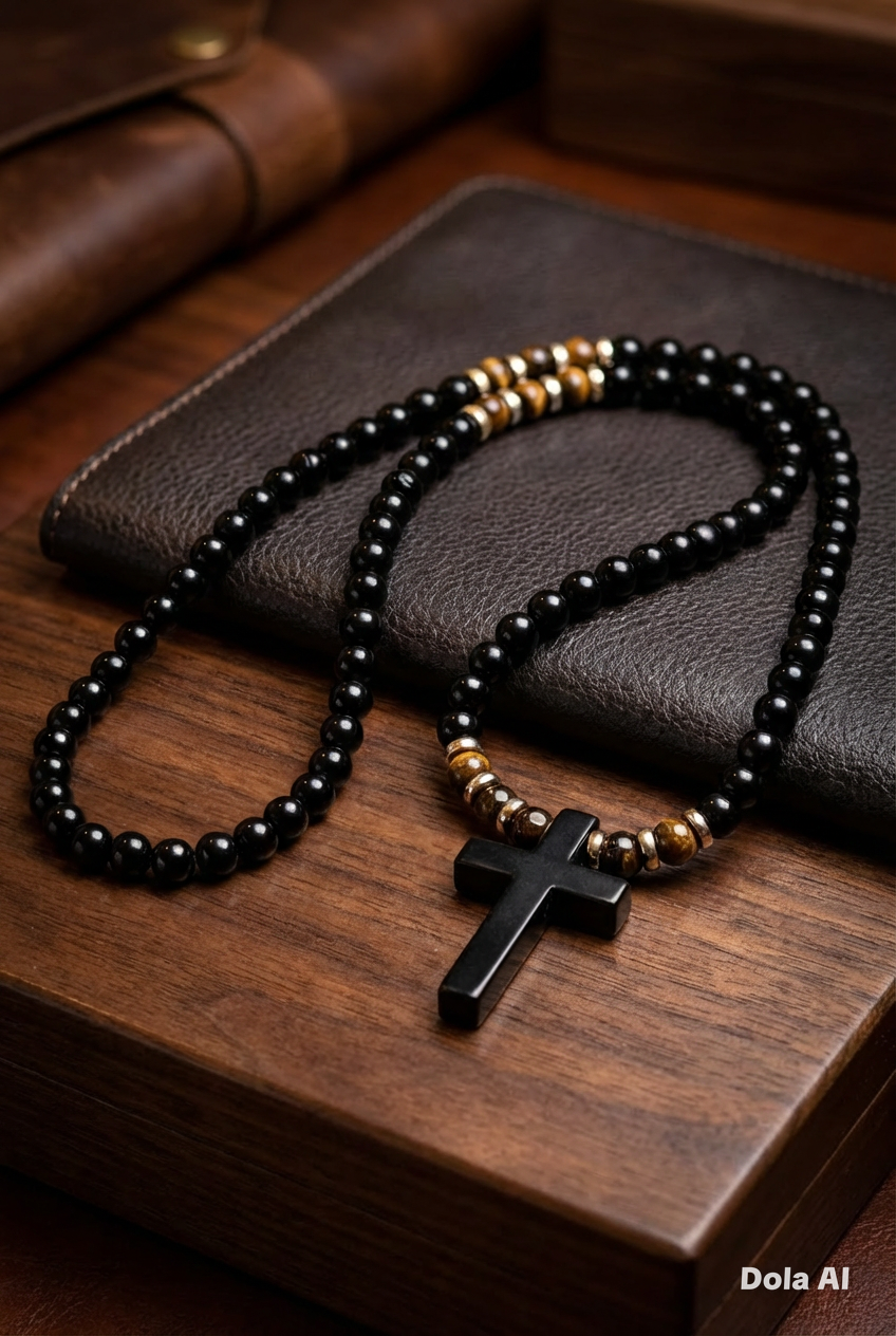 Black Onyx Cross Necklace – Luxury Men’s Jewellery