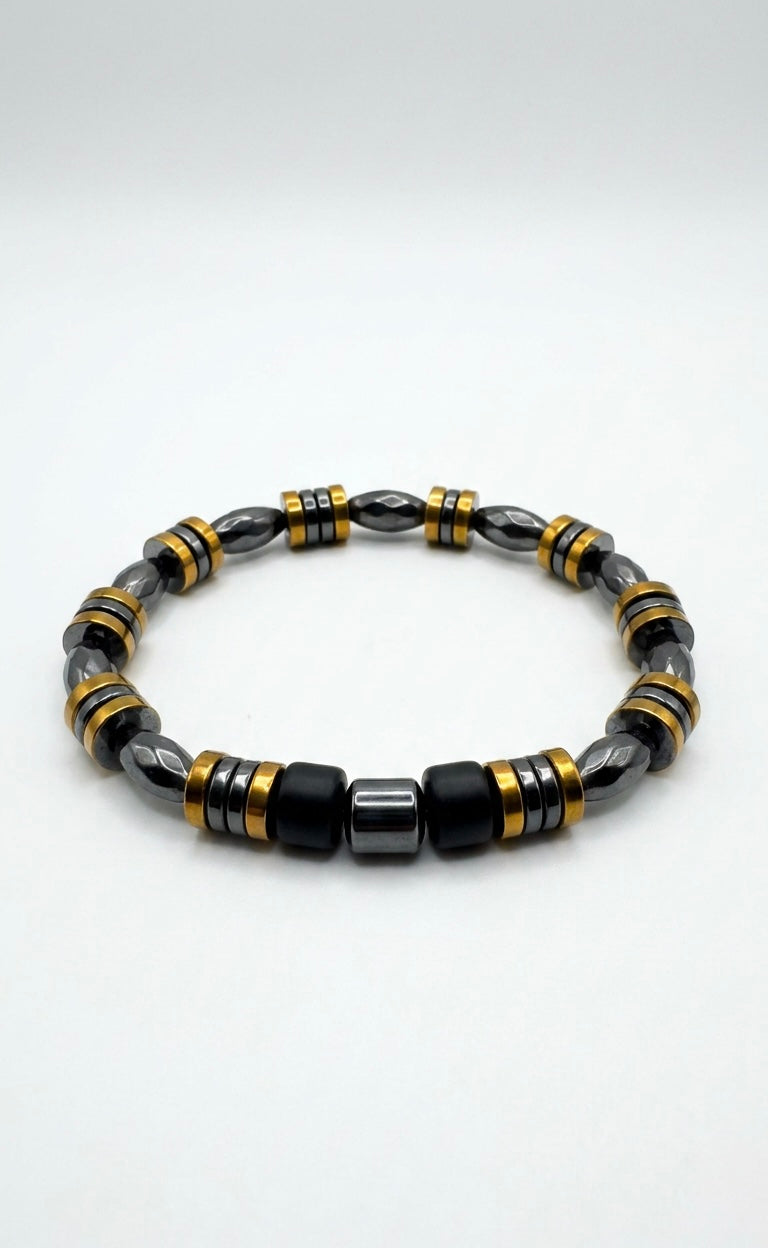 Men’s Hematite & Matte Black Bracelet – 19 cm