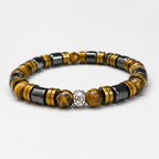 Luxury Tiger Eye & Hematite Bracelet – 19 cm | 8 mm Beads | Handmade | Any Size Available