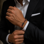 Handmade Wooden & Hematite Bracelet | 8 mm Beads | 19 cm Stretch Bracelet | Custom Size Available | Men’s & Women’s Bracelet
