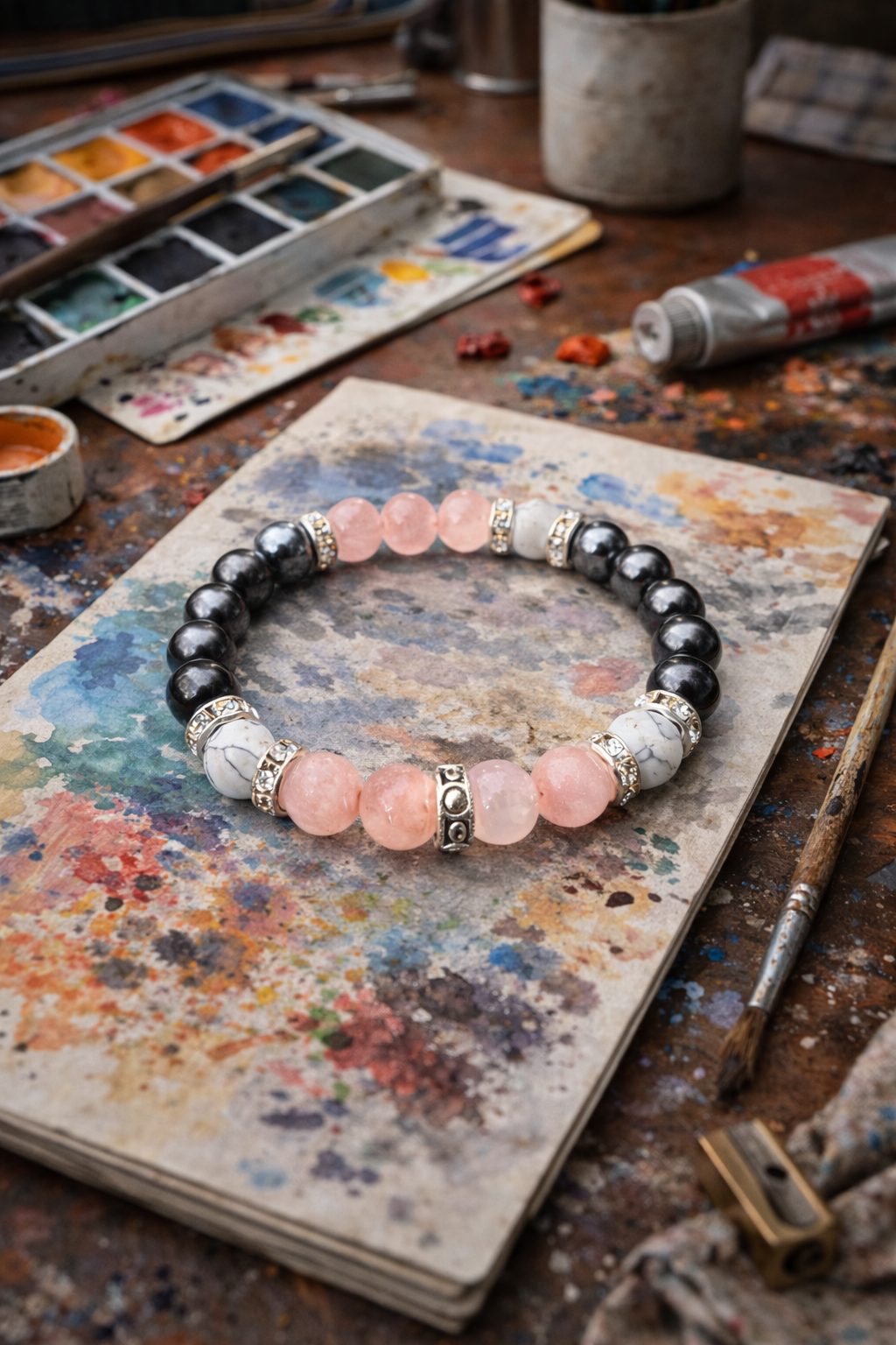 Luxury Women’s Onyx & Hematite Bracelet – Natural Gemstones