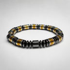 Men’s 8mm Black Gold & Silver Beaded Bracelet – Handmade – Any Size Available