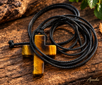 Natural Tiger Eye Cross Necklace for Men – 70cm Black Braided Cord, Christian Stone Pendant
