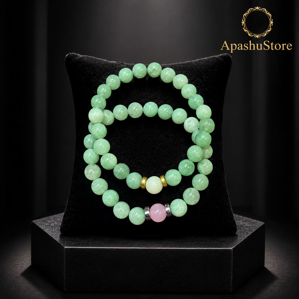 Natural Stone Couple Bracelet Set – Matching Beaded Bracelets – Handmade – 17cm – Any Size Available