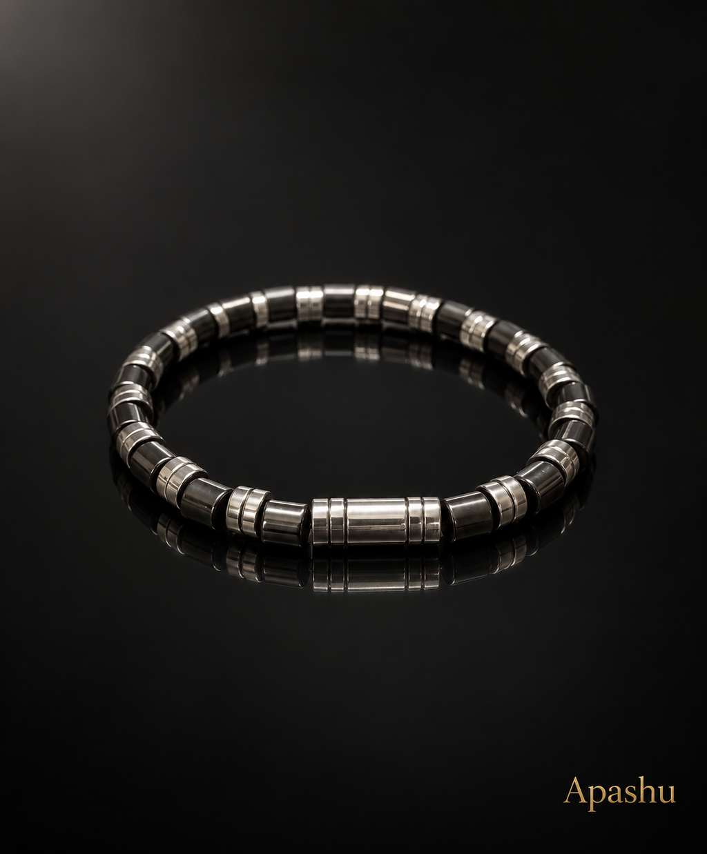 Men’s Bracelet – Stainless Steel & Hematite Style – 19 cm – Unisex