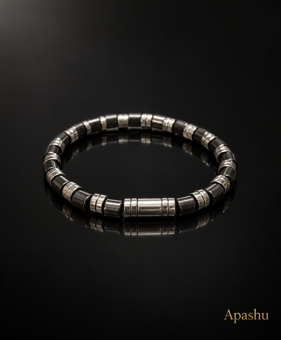 Men’s Bracelet – Stainless Steel & Hematite Style – 19 cm – Unisex