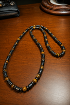 6mm Tiger Eye & Hematite Necklace – 27 Inch – Slip-On Design – Men’s Natural Stone Necklace