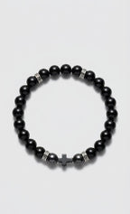 Luxury Onyx & Hematite Cross Bracelet