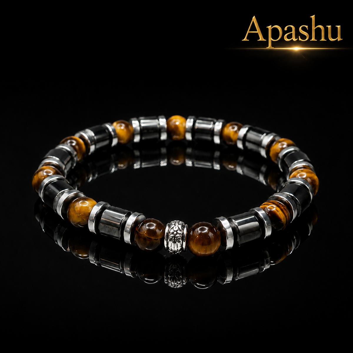 Luxury Tiger Eye & Hematite Men's Bracelet – 8mm Natural Stone