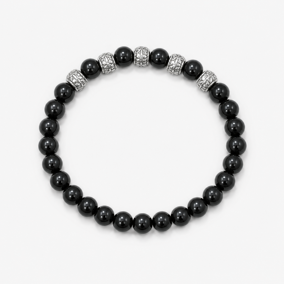 Natural Black Onyx Bracelet 19 cm – Any Size Available – Unisex Crystal Bead Bracelet