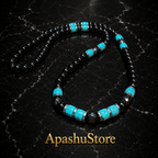 Men’s Onyx & Turquoise Beaded Necklace – 26” (66 cm) | 8 mm Handmade Necklace