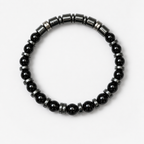 Men’s Black Onyx & Hematite Bracelet – 19 cm – Natural Stone Bracelet – Any Size Available