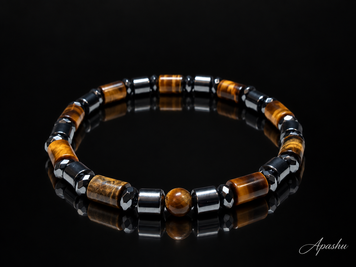 Men’s Tiger Eye & Hematite Bracelet – 6mm Beads – Handmade