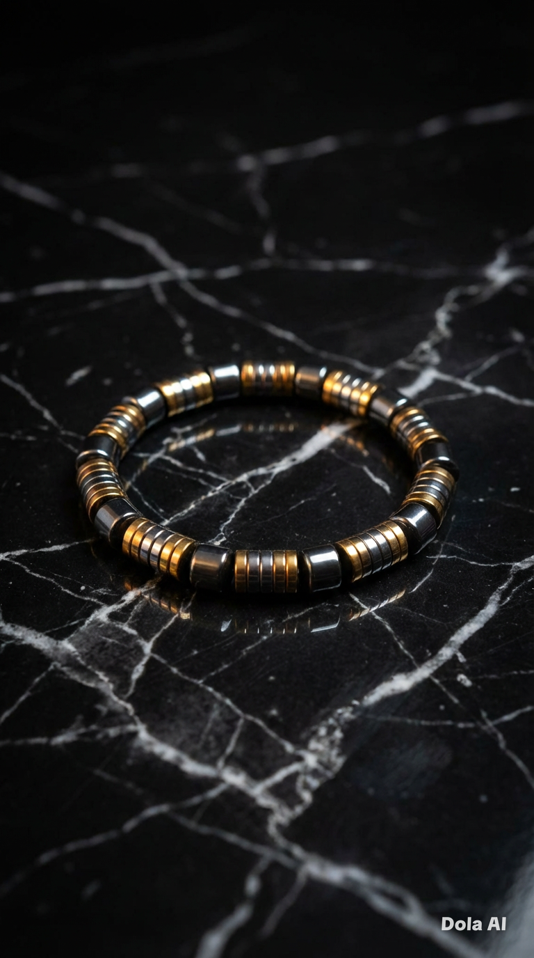 Luxury Black, Gold & Silver Beaded Bracelet – 19 cm – 8 mm Natural Stone Bracelet – Handmade – Any Size Available