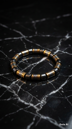 Luxury Black, Gold & Silver Beaded Bracelet – 19 cm – 8 mm Natural Stone Bracelet – Handmade – Any Size Available