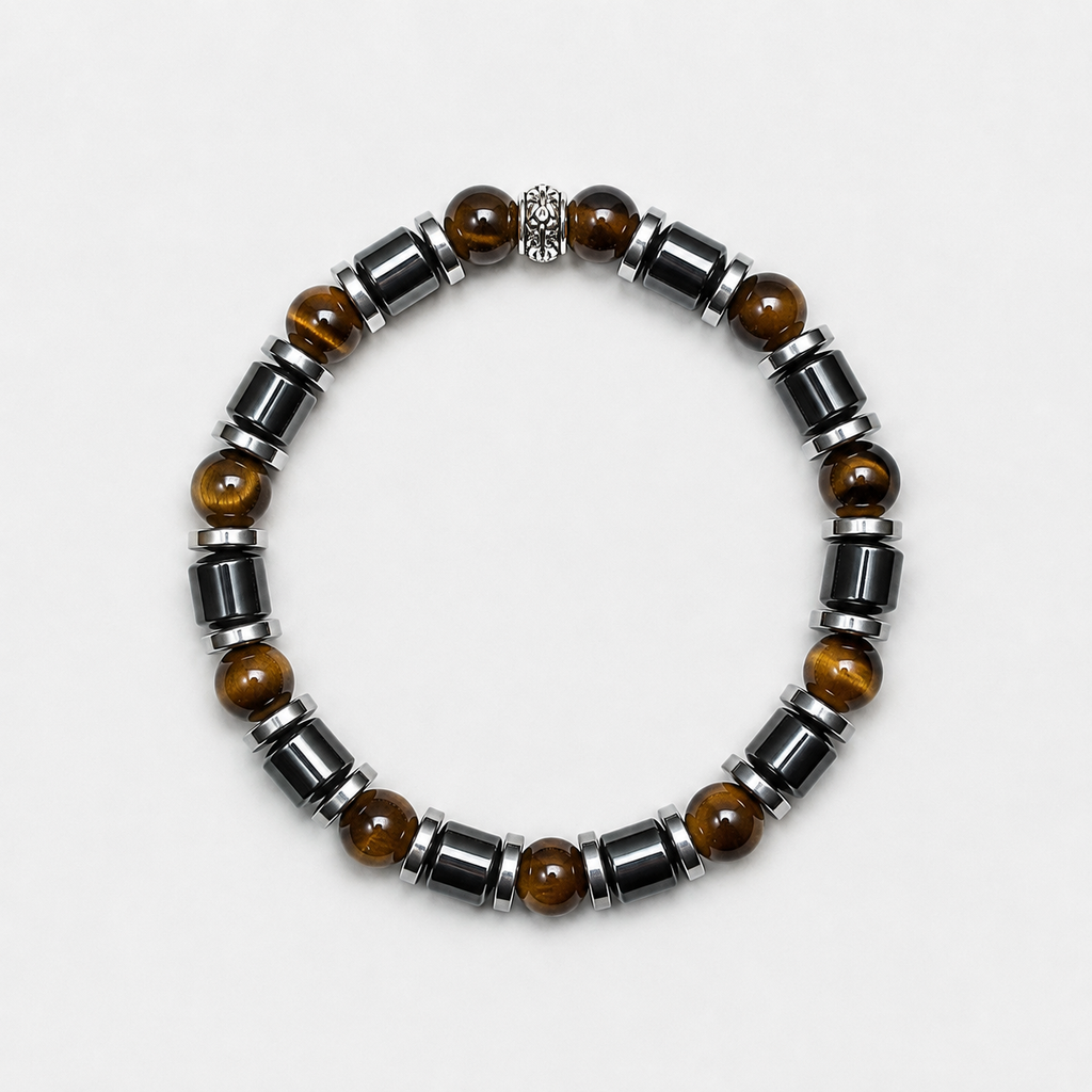 Luxury Tiger Eye & Hematite Men's Bracelet – 8mm Natural Stone