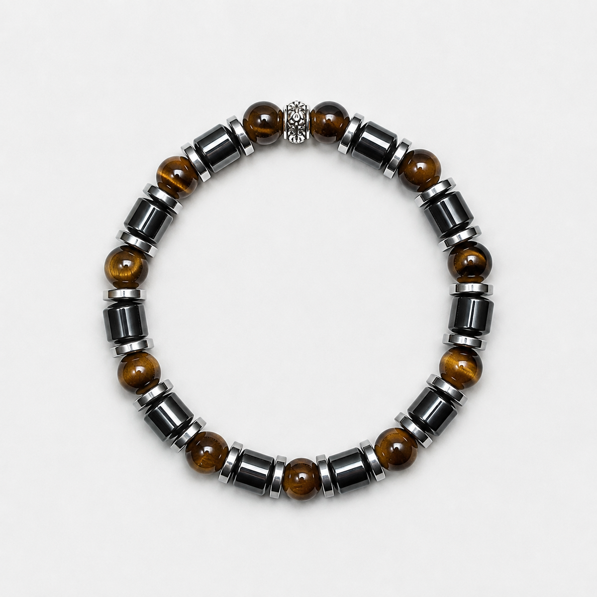 Luxury Tiger Eye & Hematite Men's Bracelet – 8mm Natural Stone