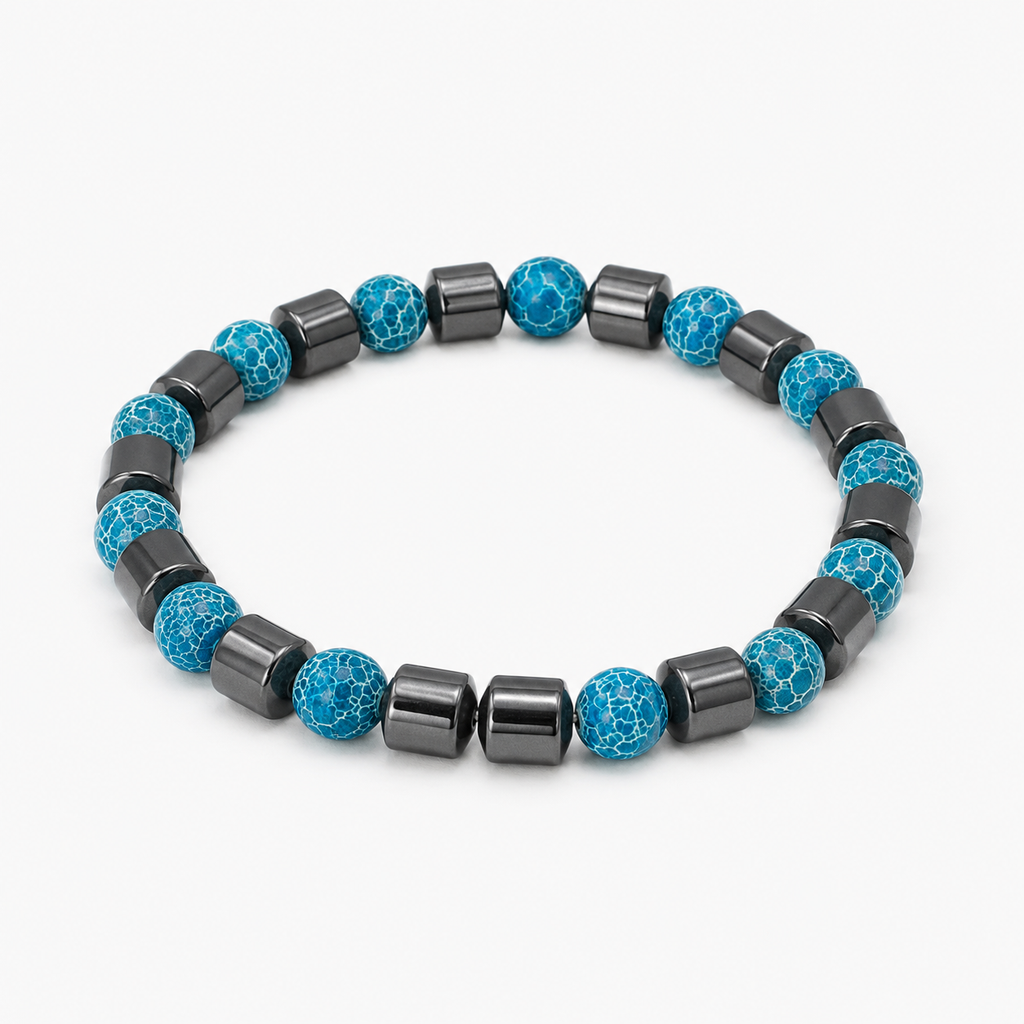 Blue Crackle Agate & Hematite Bracelet – Premium Luxury Design