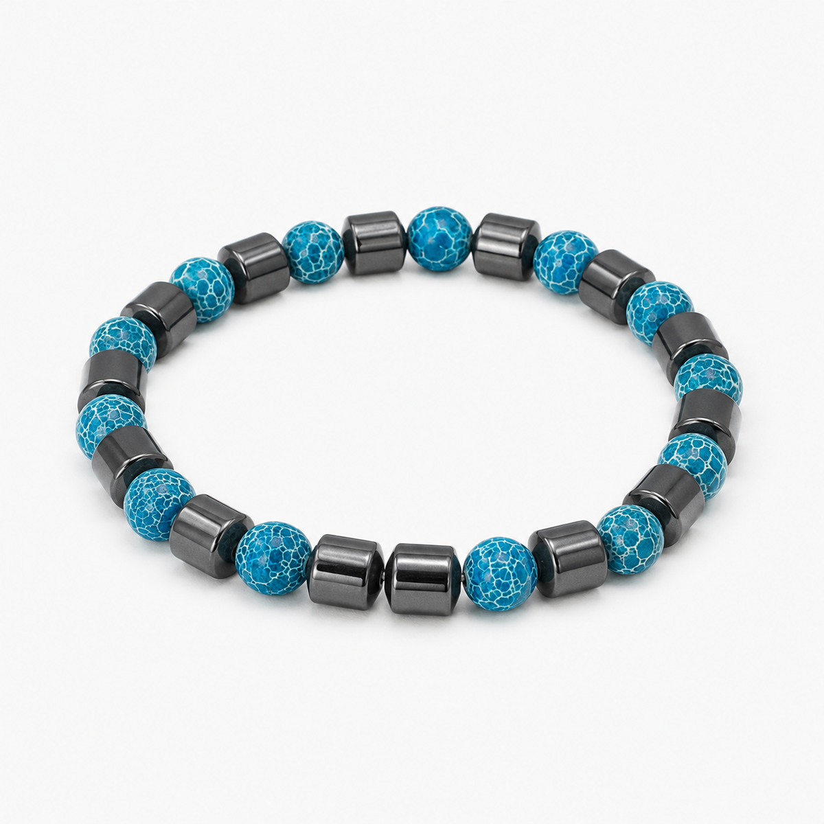 Blue Crackle Agate & Hematite Bracelet – Premium Luxury Design