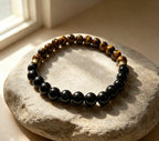 Men’s Black Onyx & Tiger Eye Bracelet – 8mm Beads, Custom Size