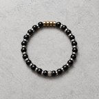 Black Onyx & Hematite Bracelet Silver Spacer Beaded Unisex 19cm Any Size