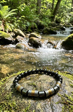 Men’s Black Stone & Hematite Bracelet – 19 cm