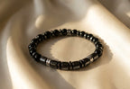 Men’s Black Onyx & Hematite Bracelet – 19 cm – Natural Stone Bracelet – Any Size Available