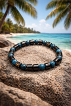 Blue Crackle Agate & Hematite Bracelet – Premium Luxury Design