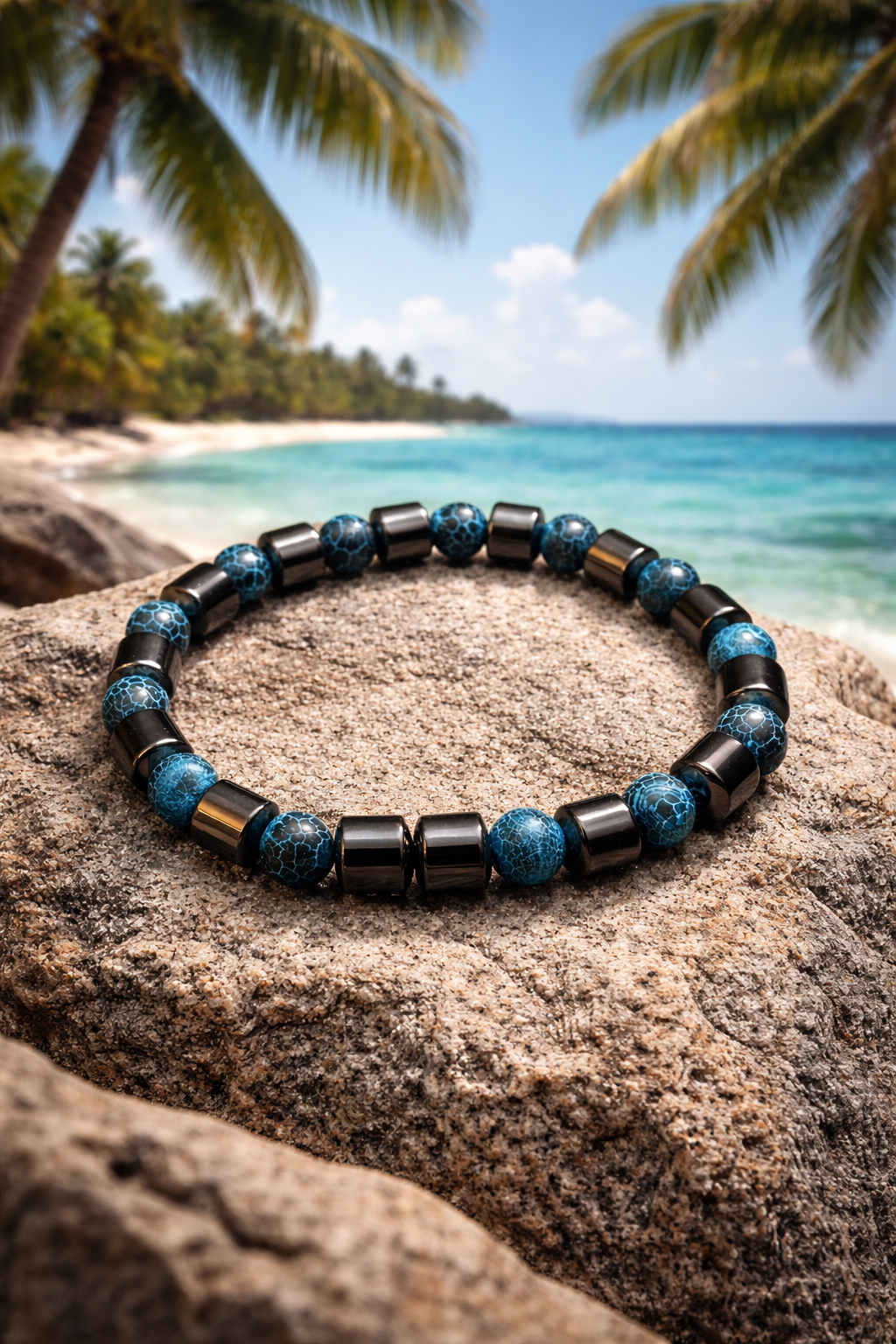 Blue Crackle Agate & Hematite Bracelet – Premium Luxury Design