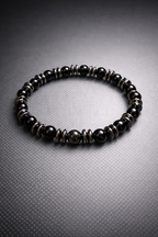 Black Onyx & Hematite Bracelet – 19 cm | Minimal Men’s Beaded Bracelet