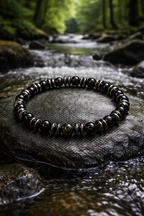 Black Onyx & Hematite Bracelet – 19 cm | Minimal Men’s Beaded Bracelet