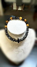 Men’s Stone Bracelet – Cross Design – 19 cm – Unisex