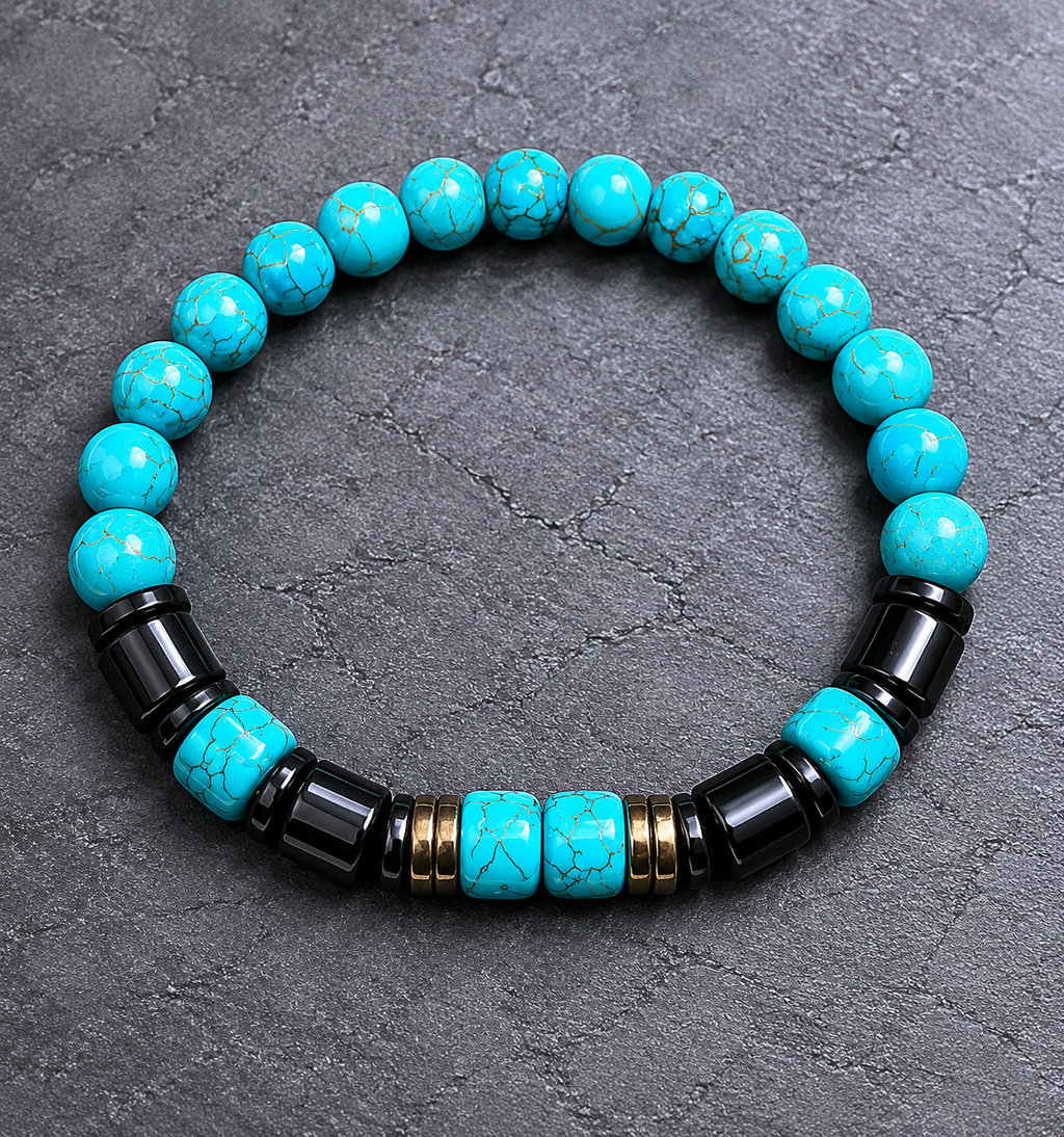 Turquoise & Hematite Beaded Bracelet