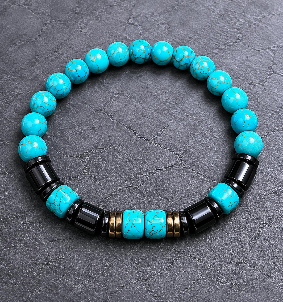 Turquoise & Hematite Beaded Bracelet